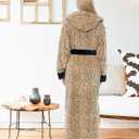 Alexander Del Rossa Plush Fleece Robe for Women, Long Hooded Bathrobe with Hood, Plus Size (L)