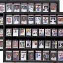 VERANI Baseball Card Display Case - 36 Graded Sports Card Display Frame - Holds Sport Cards with UV Protection Clear View Lockable Wall Cabinet for Football Basketball Trading Card Horizontal - 2Pack