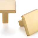 ASKANO 10 Pack 1-1/8 Inch, Square Brushed Gold Cabinet Knobs Gold Drawer Knobs Gold Cabinet Pulls, ZK2401 Solid Kitchen Hardware for Cabinets Drawers Bedroom Dresser Bathroom Vanity Cupboard