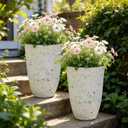Autodaya 19.5" Resin Tall Planters for Outdoor Plants, Set of 2 Flower Pots