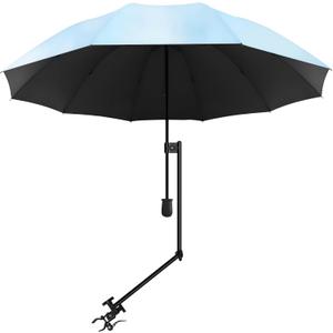 UPF 50+ Beach Umbrella with Adjustable Universal Clamp
