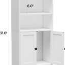 Homhedy Small Bathroom Storage Cabinet, Freestanding Toilet Paper Storage with 2 Doors and Shelves, Bathroom Organizers and Storage for Small Spaces, Laundry Room, 7.9" D x 14.6" W x 31" H, White