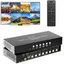 4K HDMI KVM Switcher 8x1 w/Hot-Key, HDMI Multiview Switch w/KVM, 8 Computers Share 1 Monitor+2 USB Device, Quick View for Security Camera, PC, Laptop, Fire Stick, Roku, Included Rackmount Ear