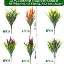 Grunyia Artificial Lavender Plants with Mixed Color Flowers, 20 Bundles, Outdoor Decorative Grass
