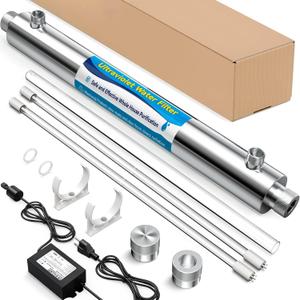 UV Water Filter Whole House, 1" MNPT, 55W Water Purifier System for Under Sink Water Filter, 120V 12GPM for Water Purity +1 Extra Bulb | Whole House Water Filter System for Better-tasting water, Stainless Steel Housing,12GPM High flow,Durable & Easy to Install