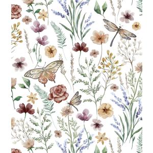 Orainege Vintage Floral Peel and Stick Wallpaper Floral Contact Paper 16.9in x 118.1in Flower Wallpaper Boho Self Adhesive Wall Paper for Bedroom Cabinets Decor Removable Vinyl Roll