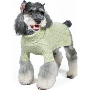 KYEESE Dog Sweater Stretchy Small Pet Sweater, Warm Dogs Clothes Turtleneck Pet Coats Soft Dog Sweater for Small Dogs Pet Knitwear with Long Sleeve for Cold Weather, Green, Large (Large (11-19lbs))