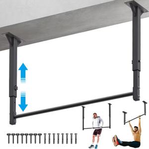 "Kipika 48"" Ceiling Mounted Pull Up Bar, Heavy Duty Multi-Grip Chin Up Bar,Mounted Pull Up Bar, Adjustable Height, Pull Up Bands for Chin Ups & Body Stretching, Ideal for Home Gym and Strength Training" (Base Size9.4"x3.5")
