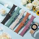SNBLK Floral Engraved Bands Compatible with Samsung Galaxy Watch 8 Band 40mm 44mm/Galaxy Watch 8 Classic Band 46mm, 6Pack Flower Soft Silicone Sport Replacement Strap for Samsung Watch Bands Women Men