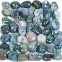 Crocon Moss Agate Tumbled Stones and Crystals Bulk Carats Natural Crystal Kit for Reiki Healing Crystal Polished, Tumble Stones, Chakra Balancing, Reiki Gift, Home Decor Size : 20-25 mm