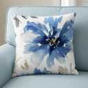 Americanflat 18x18 Throw Pillow with Sewn-in Insert - All-in-One Decorative Pillows - No Cover Needed - Soft and Durable Cushion for Bed or Sofa - Polyester - White and Indigo