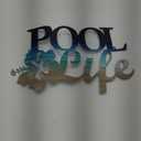 Tandefio Pool Life Metal Wall Art Decor Hibiscus Flower Coastal Metal Wall Art Tropical Outdoor Decor Swimming Pool Sign for Summer Beach Patio Living Room Bathroom Boat Decorations (Blue Gradient)