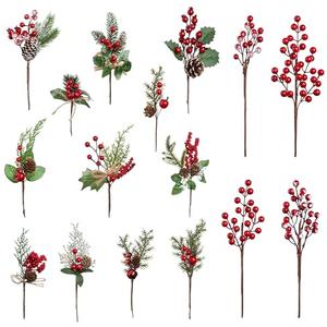 Crafare 36 Pack Small Christmas Picks Assorted Size Red Berry Picks Stems with Pinecones for Christmas Holiday Floral Arrangement Winter Holiday Season Decoration