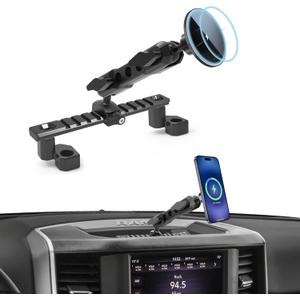 Dash Phone Charger Mount Compatible with 2019+ RAM Truck 1500/2500/3500 & TRX Accessories (NOT fit RAM Classic vehicle), Wireless Charging Phone Holder Widely Adjustable for iPhone 12-17 Series