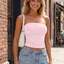 AUTOMET Womens Seamless Strapless Bandeau Tube Tops Stretchy Summer Going Out (Pink, M)