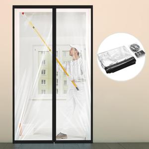 Amylove Zipper 38 x 83 Inch Dust Barrier Door Kit Construction Door Barrier 3 x 7 ft Reusable Plastic Curtain Cover Containment Standard Doorway Temporary Wall Screen Sheeting for Bathroom Hallway (Black)