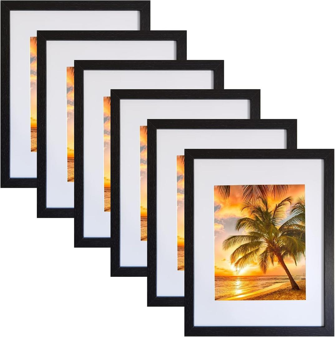 SESEAT 11x14 Picture Frames Black Display Pictures 8x10 With mat or 11x14 Prints Without Mat, Wall Mounting, 6 PCS