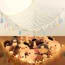 Stuffed Animal Net or Hammock with Light,Yewiwin Macrame Hanging Net Hammock for Stuffed Animal Toy Storage Organizer Boho Decor Room Holder for Nursery Play Room Bedroom (Beige(55"*55"*72"))