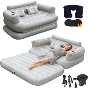 Onirii Full Size Inflatable Sofa Bed with Air Pump,2-in-1 Portable Blow-Up Air Couch,Inflatable Couch Bed and Folding Air Mattress for Home,Camping,and Guests