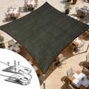 Royal Shade 20' x 20' Black Square Super Ring Sun Shade Sail Canopy RSTAWS, Heavy Duty Durable Structure, Reinforced Corners & Edges, 260 GSM Permeable Fabric (We Make Custom Size)