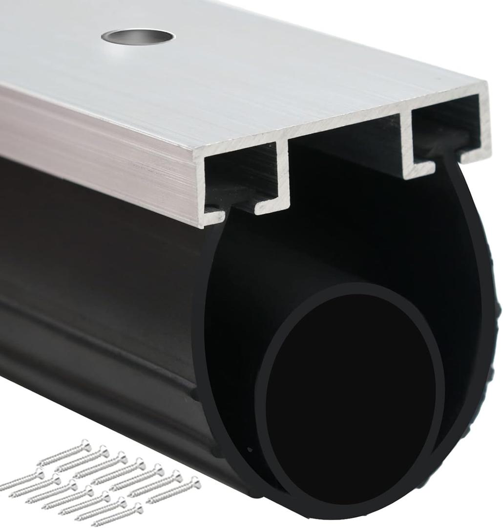 Duzzy Universal Garage Door Seals Kits, Pre-drilled 10 Feet U+O Ring Heavy-Duty Weatherproofing Garage Door Rubber Seals Bottom Pakage with Aluminum Track Retainer Base Kits