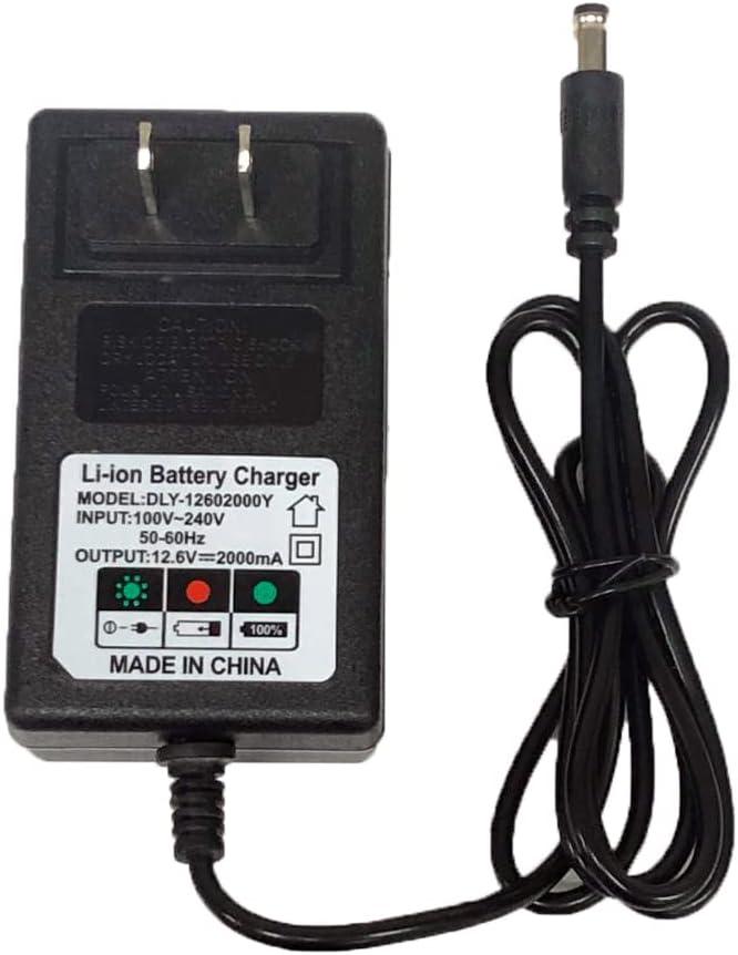 12.6V 2A Fast Li-ion Battery Charger AC/DC for Most 12V Massager and Other 11.1V 10.8V 3Series Lithium Ion Battery Pack Charge DC 5.5X 2.5mm / 2.1mm with Charging Status Light,  12620
