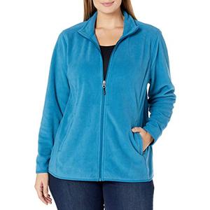 Essentials Women's Sherpa Long-Sleeve Mock Neck Full-Zip Jacket with Woven Trim 5XL