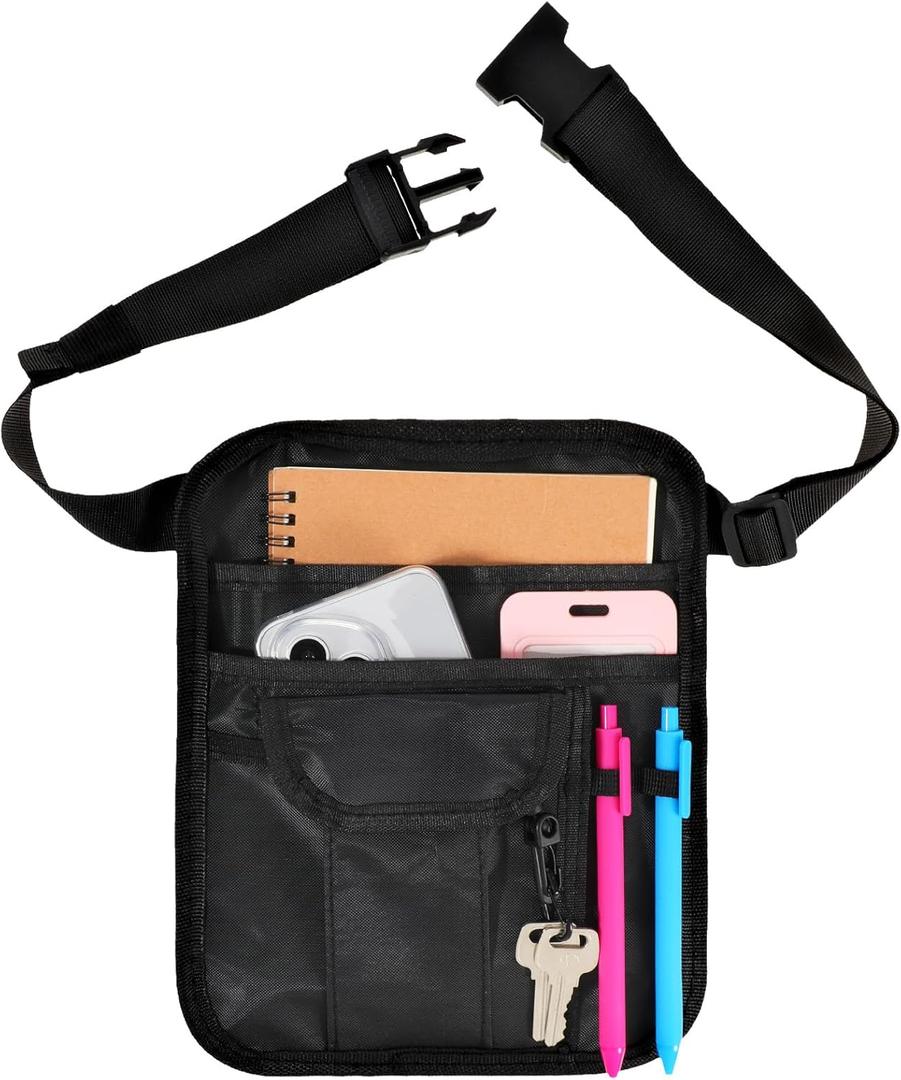 Server Apron Restaurant Waiter Waitress Apron with Adjustable Belt and Pockets Server Waist Pouch Tool Bag for Restaurant Hotel Bar Working Serving, Black