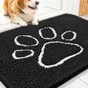 Smiry Dog Door Mat for Muddy Paws, Absorbent Dirt Trapper Non Slip Quick Dry Washable Chenille Mat for Mud Dogs, Entry Rug for Indoor and Outdoor (30x20 Inches, Black and White)