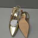 Elisabet Tang Women's Kitten Heel Slingback Low Pumps 3 Inches Stiletto Pointed Closed Toe Elegant Dressy Bridal Wedding Party Shoes (8, Gold)