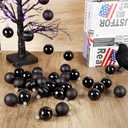 Lulu Home Halloween Hanging Ornaments, 34 Count 1.57" Pre-Strung Plastic Balls, Shatterproof Barrel Packed Balls for Holiday Party Wreath Tabletop Tree Decorations, Black