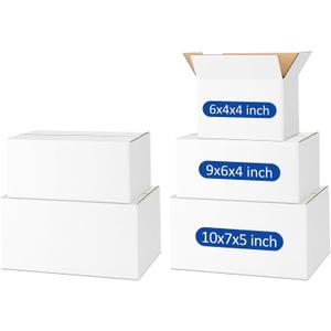 Assorted-Sizes-Shipping-Boxes-45-Pack: 6x4x4 & 9x6x4 & 10x7x5 Small-Shipping-Boxes-Mailers, White Corrugated-Cardboard-Boxes-for-Packing-Small-Business Mailing