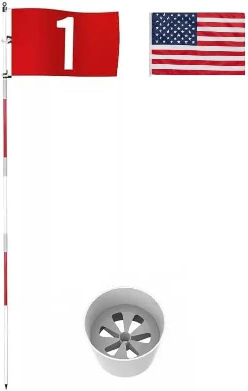 Detachable Golf Flagstick Set Backyard Outdoor Training No.1 Flag USA Flag