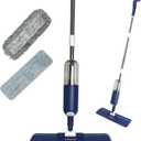 Spray n Shine mop - 2 x Wet & Dry Washable Microfiber Pads - 330 ml Refillable Bottle - Floor Mop with Spray Function for Wood Tiles Laminate Ceramic Floor (Blue)