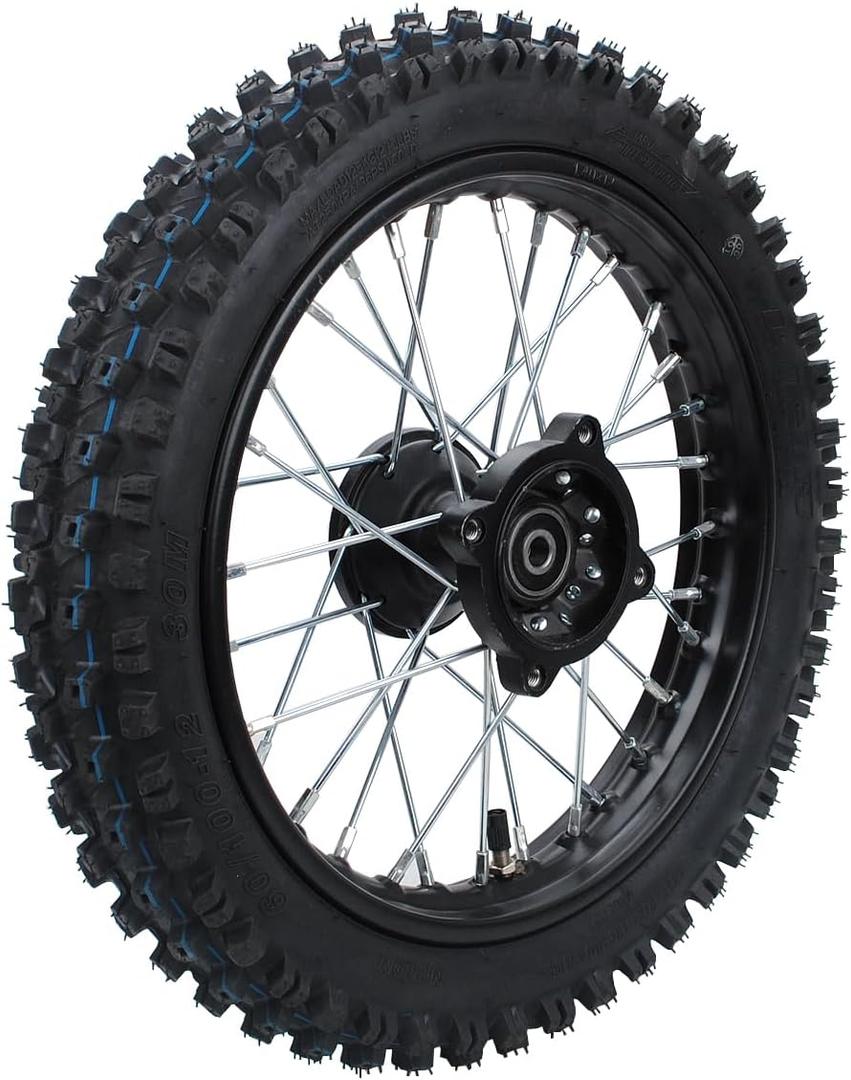 Mini Dirt Bike front wheel Rim tube tire 2.75-12 Inch 60/100-12 Wheel Rim Tire with 12mm Bearing Assembly for Dirt Bikes Mini Motorcycle Wheels + Tires SSR