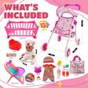 Baby Doll Toys Set with Stroller, Crib, Dining Chair, Realistic Doll Accessories for Kids Pretend Play, Dolls Care Toys Playset for Girls Toddler Ages 3 4 5 6