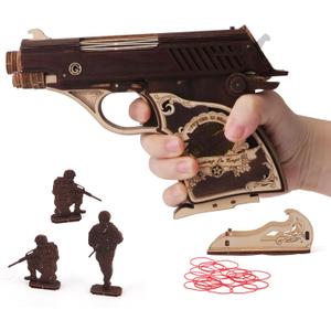 NOELKING 3D Wooden Puzzle Gun for Adults, Eagle Pistol Rubber Band Gun Building Kit, Wood Craft Model Kits, Hobbies for Men, Puzzle Birthday Gifts for Adults Teen Kids