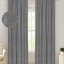 100% Blackout Shield Linen Blackout Curtains 84 Inches Long 2 Panels Set, Black Out Curtains for Bedroom, Thermal Insulated Rod Pocket Window Drapes Living Room, 50W X 84L