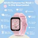 Kipywatch Smart Watch for Kids - Kids Watch with GPS Tracker, Safe Zones Alert Camera, Voice & Video Call, School Mode Parental App, Subscription Required - Extra White Strap - Gifts for Girl 3-12