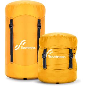 Sportneer Compression Sack, 13L/20L/40L/50L Sleeping Bag Stuff Sack, Tear-Resistant Ultralight Sleeping Bag Compression Sack-Space Saving Gear for Camping Hiking Travel (Small, Orange)