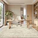 Soalmost 7x9 Area Rug for Living Room Washable Abstract Vintage Soft Thin Indoor Floor Non-Slip Carpet for Bedroom Dining Room Beige
