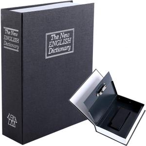 KYODOLED 10.5 Inch Diversion Book Safe with Combination Lock, Secret Safe Metal Lock Box,Money Storage Collection Box,10.5" x 7.8" x 2.6" Black Extra Large