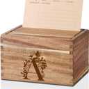 InnoBeta Personalized Gifts Recipe Box, Personalized Initial Recipe Card Holder Box with 50 4 x 6 inch Recipe Cards, 10 Dividers, Initial Recipe Organize - A