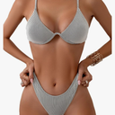 Women Underwire Triangle Bikini Spaghetti Strap Push Up Swimsuit Cheeky Two Piece Bathing Suit, Size S.