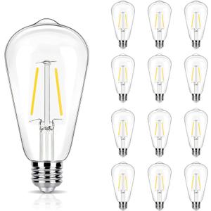 4000K Cool White LED Edison Bulbs 25W Equivalent, Low Wattage 2W ST19 LED Light Bulbs, Replacement Bulbs for Ceiling Light Fixtures, E26 Base, 250LM, Non-dimmable, Pack of 12