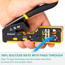 Brileine RJ45 Crimp Tool Pass Through Crimper for RJ45 Connectors / Cat6 Cat6a Cat5 Cat5e Connector Ethernet Crimper Tool with Mini Cable Stripper