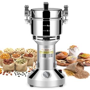 Grain Mill Grinder 300g High Speed Food Grain Mill Stainless Steel Seeds Flour Nut Pill Wheat Corn Herbs Spices & Seasonings Dry Grinder Electric Machine Grinder for Kitchen
