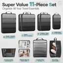 Veken 11 Set Compression Packing Cubes for Travel Essentials,Compressible Expandable Large Luggage Suitcase Organizer Bags for Clothing,Durable Space Saver Storage Bags with Toiletry Bags(Black)