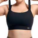 Women's Sports Bra Wirefree Adjustable Medium-High Support Everyday Wear for Large Bust Plus Size with Removable Pads (X-Large, Black)