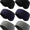 6 Pcs Winter Ear Muffs Warmer for Women Men Fleece Earmuffs Running Headband Ear Covers Warmers Cold Weather(Black, Grey, Navy Blue)